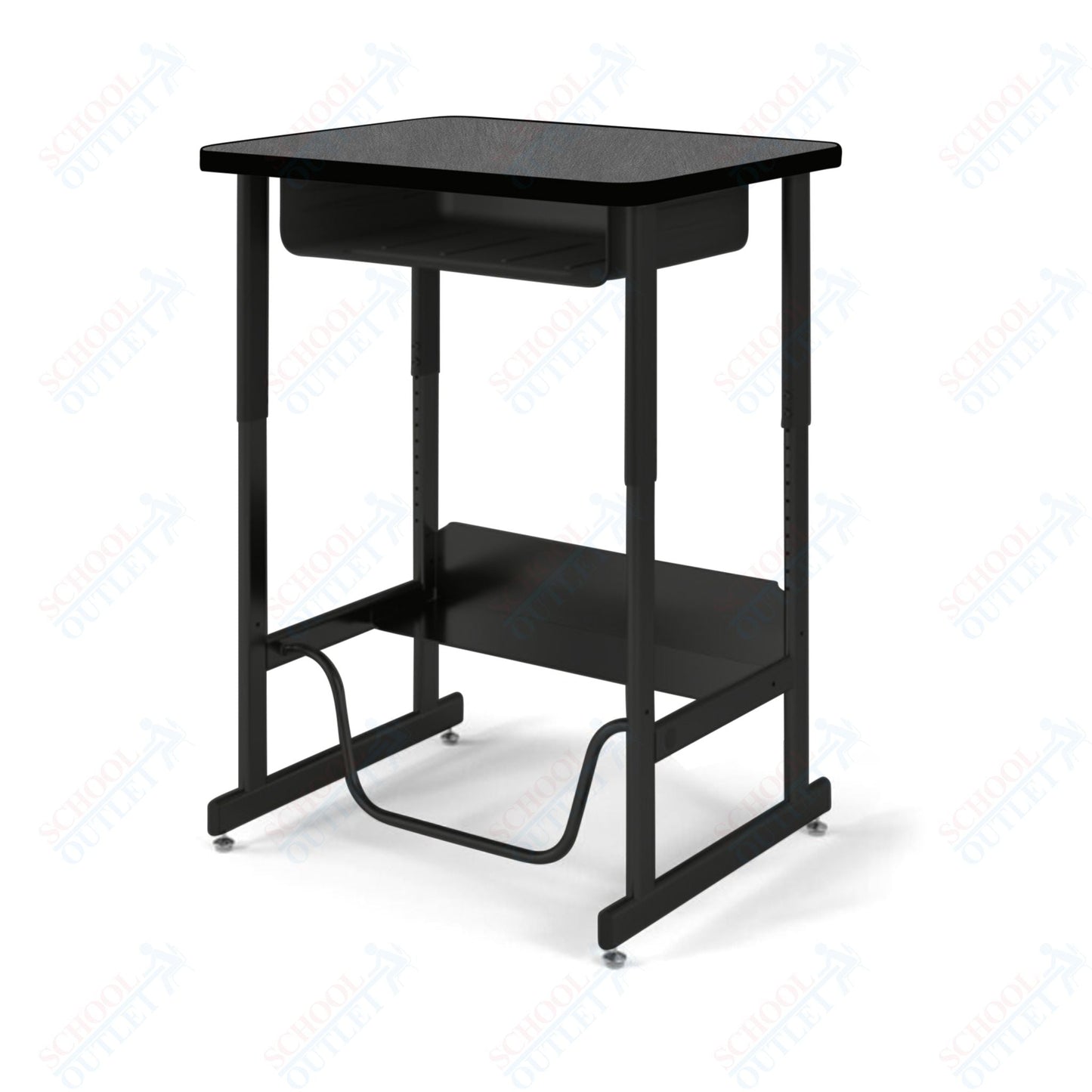 USA Capitol Sit/Stand Desk with Book Box & Footrest, Adjustable Height 30" - 40", Hard Plastic Top (493) - SchoolOutlet