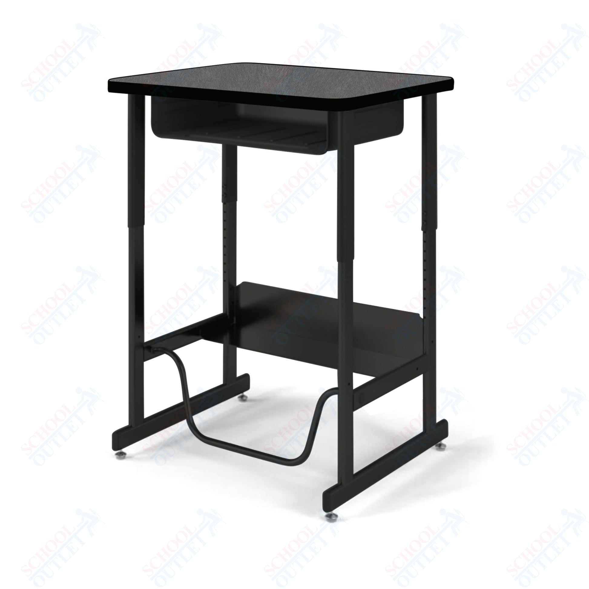 USA Capitol Sit/Stand Desk with Book Box & Footrest, Adjustable Height 30" - 40", Hard Plastic Top (493) - SchoolOutlet