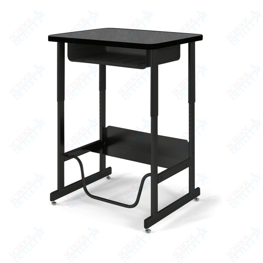USA Capitol Sit/Stand Desk with Book Box & Footrest, Adjustable Height 30" - 40", Hard Plastic Top (493) - SchoolOutlet