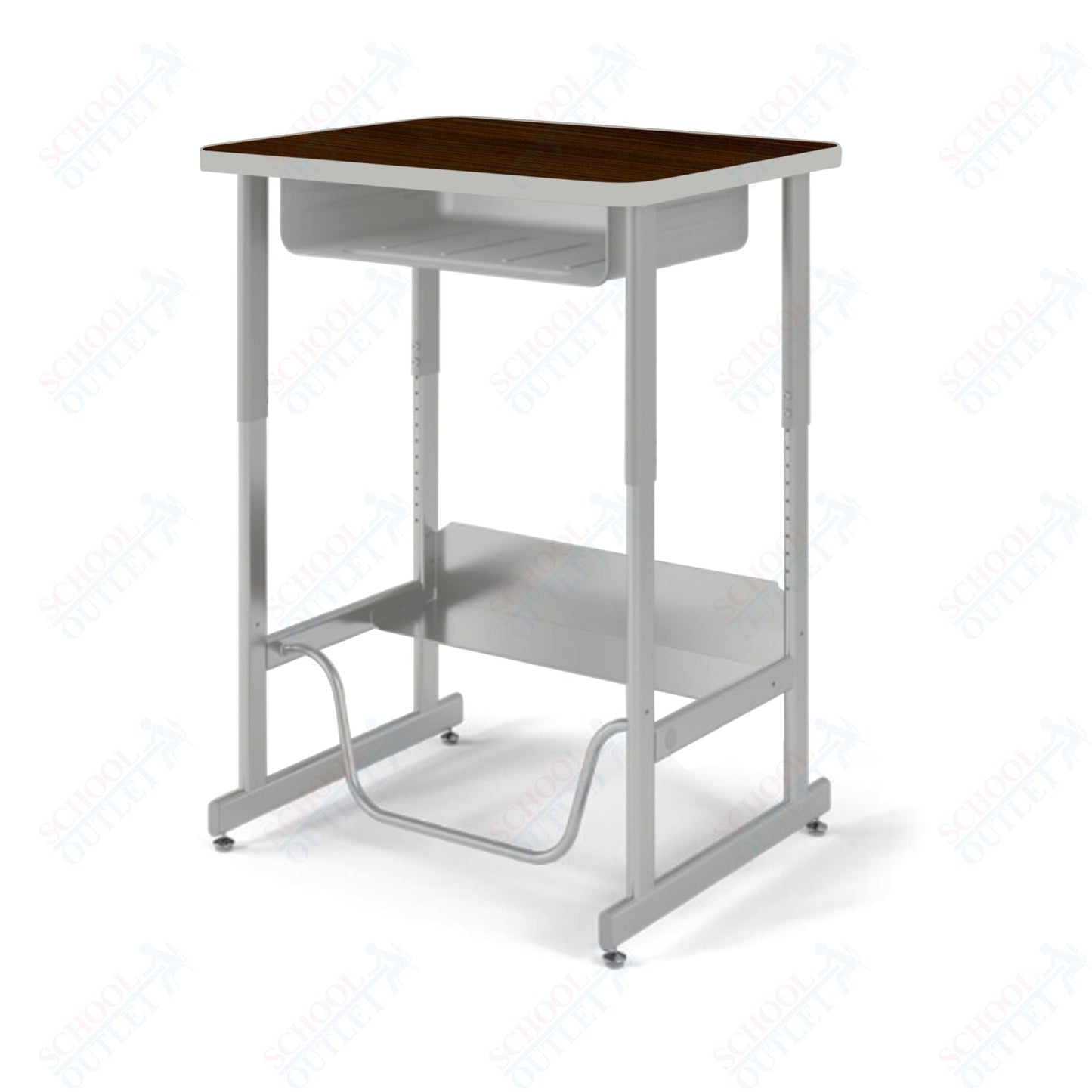 USA Capitol Sit/Stand Desk with Book Box & Footrest, Adjustable Height 30" - 40", Hard Plastic Top (493) - SchoolOutlet