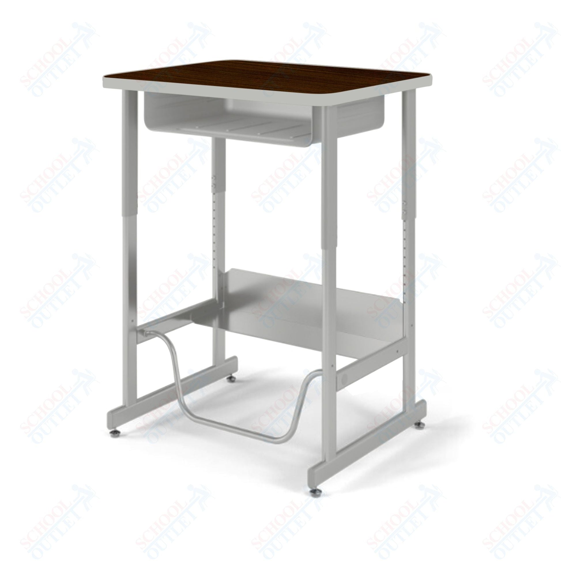 USA Capitol Sit/Stand Desk with Book Box & Footrest, Adjustable Height 30" - 40", Hard Plastic Top (493) - SchoolOutlet