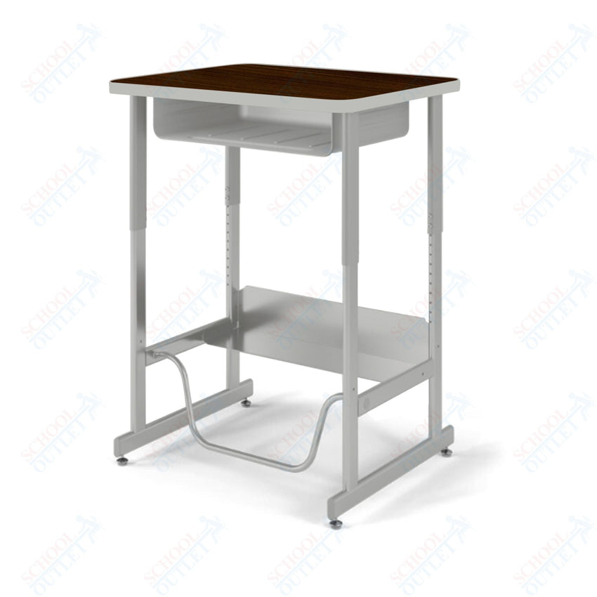 USA Capitol Sit/Stand Desk with Book Box & Footrest, Adjustable Height 30" - 40", Hard Plastic Top (493) - SchoolOutlet