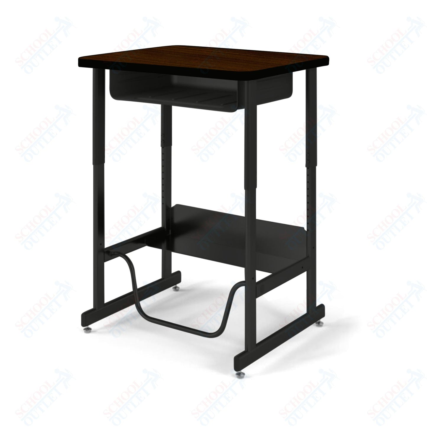 USA Capitol Sit/Stand Desk with Book Box & Footrest, Adjustable Height 30" - 40", Hard Plastic Top (493) - SchoolOutlet
