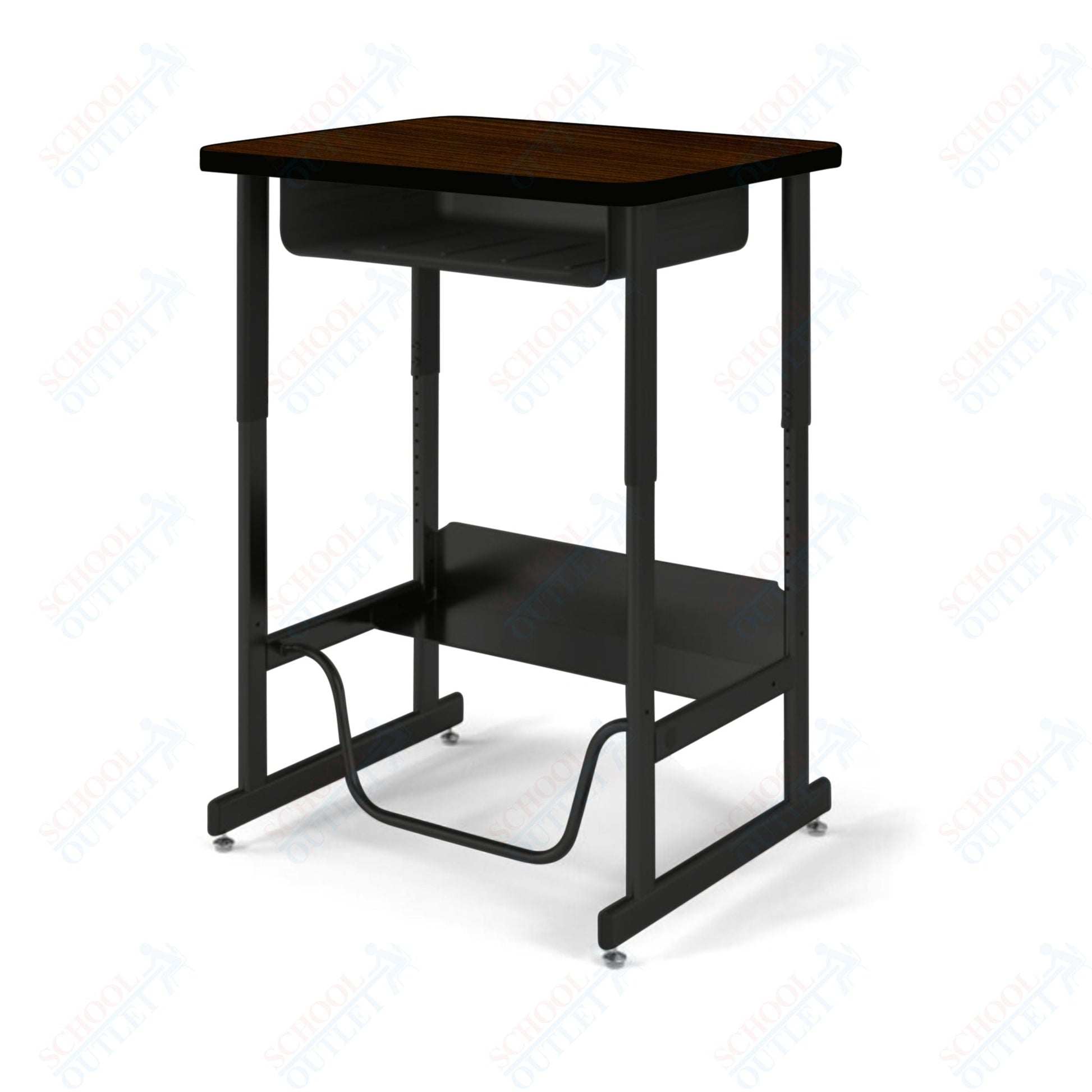 USA Capitol Sit/Stand Desk with Book Box & Footrest, Adjustable Height 30" - 40", Hard Plastic Top (493) - SchoolOutlet