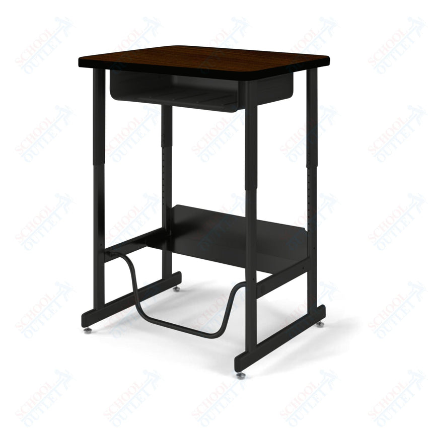 USA Capitol Sit/Stand Desk with Book Box & Footrest, Adjustable Height 30" - 40", Hard Plastic Top (493) - SchoolOutlet