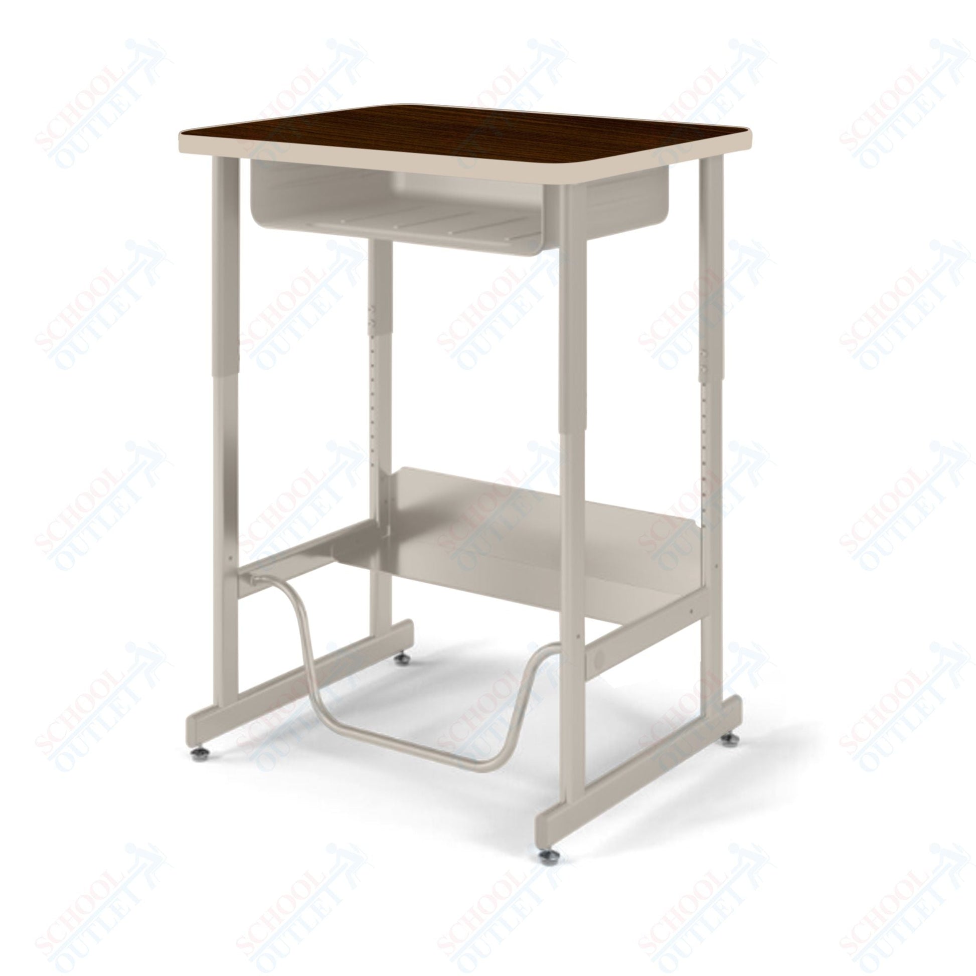 USA Capitol Sit/Stand Desk with Book Box & Footrest, Adjustable Height 30" - 40", Hard Plastic Top (493) - SchoolOutlet