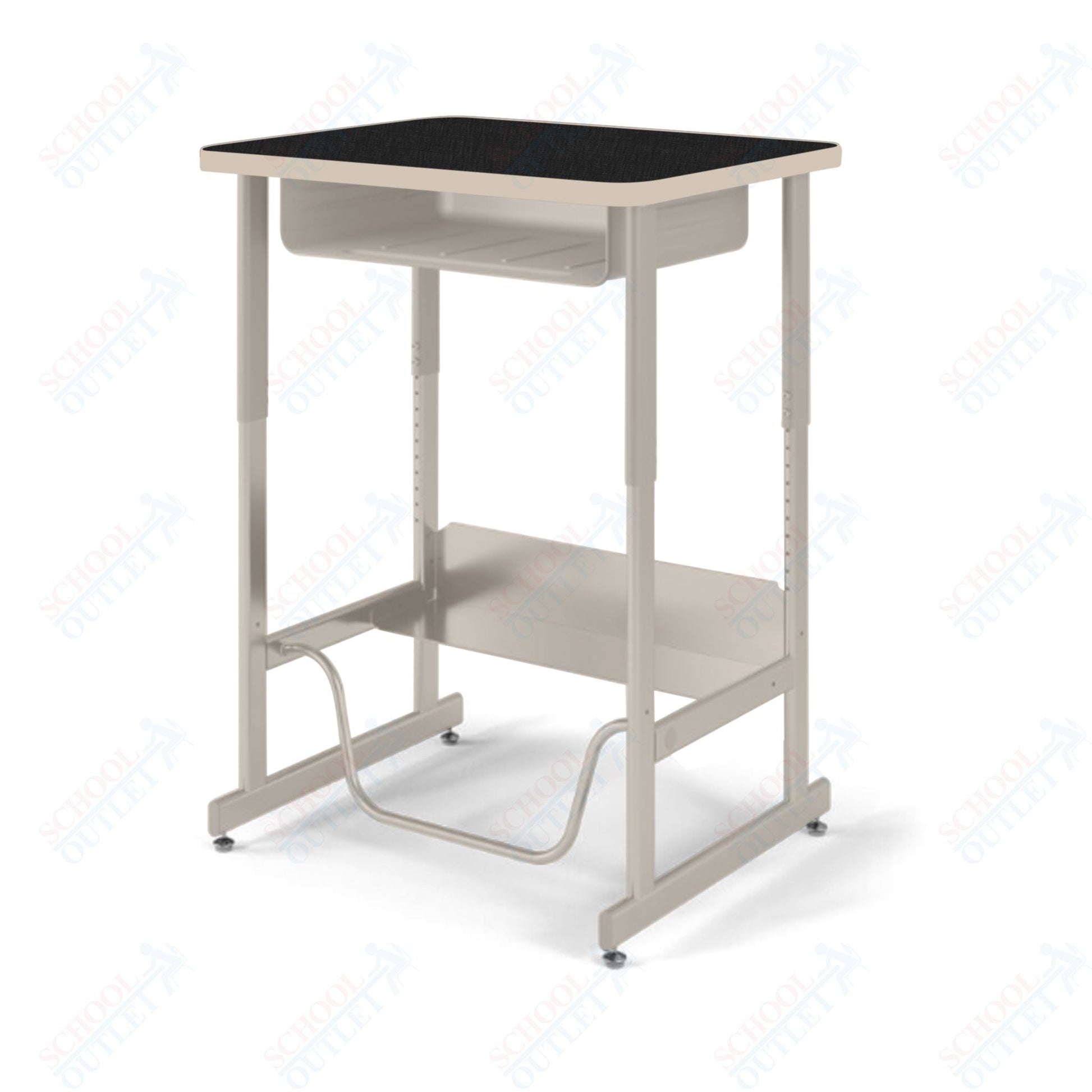USA Capitol Sit/Stand Desk with Book Box & Footrest, Adjustable Height 30" - 40", Laminate Top w/ Sprayed Edge (493SE) - SchoolOutlet