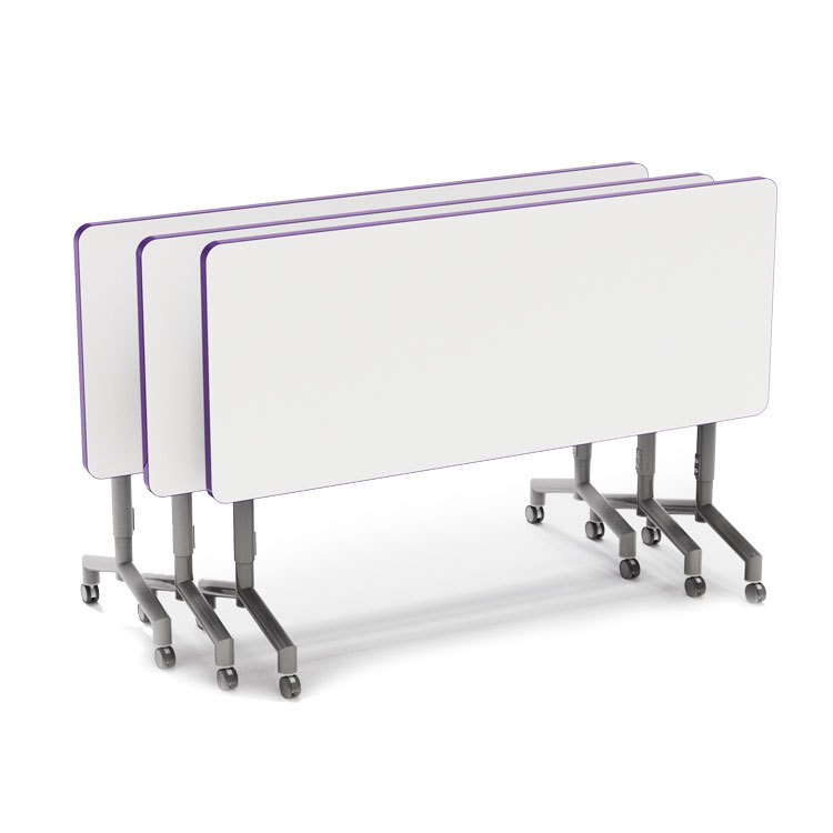 Allied Velocity Space-Saving Nest & Fold Mobile Dry Erase Table with Adjustable Height - 72"W x 30"D x 30"-42"H (ALD-VELNF3072DE)