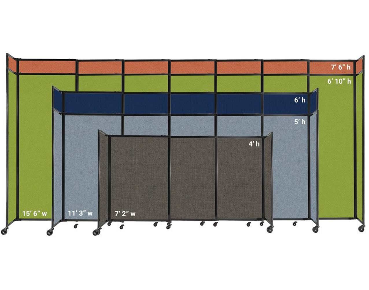 Room Divider Straight Wall Sliding Portable Partition SoundSorb (FZA-STRAIGHT-S) - SchoolOutlet
