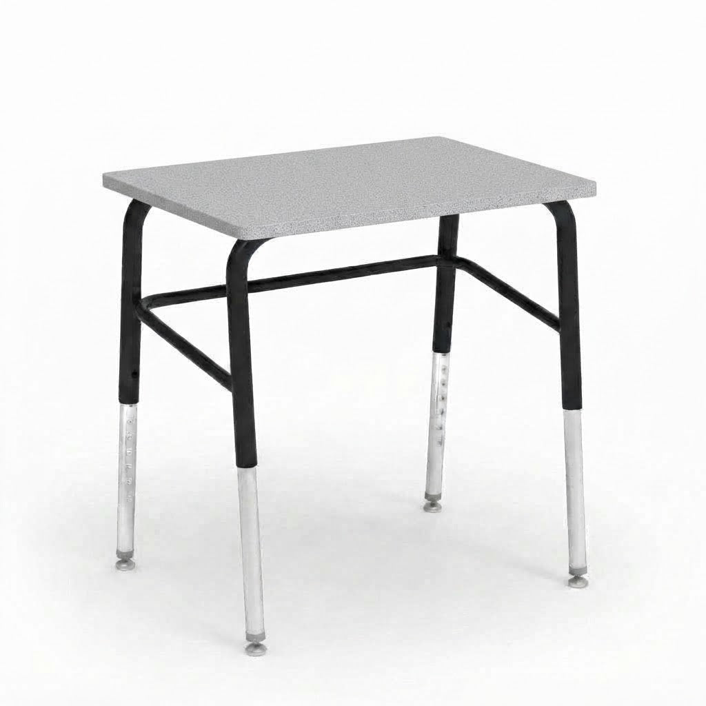 Virco 785 School Desk 18" x 24" Laminate Top and Adjustable Height Legs Without Book Box With Leg Brace for Students Elementary to University (785LBNBB) - SchoolOutlet