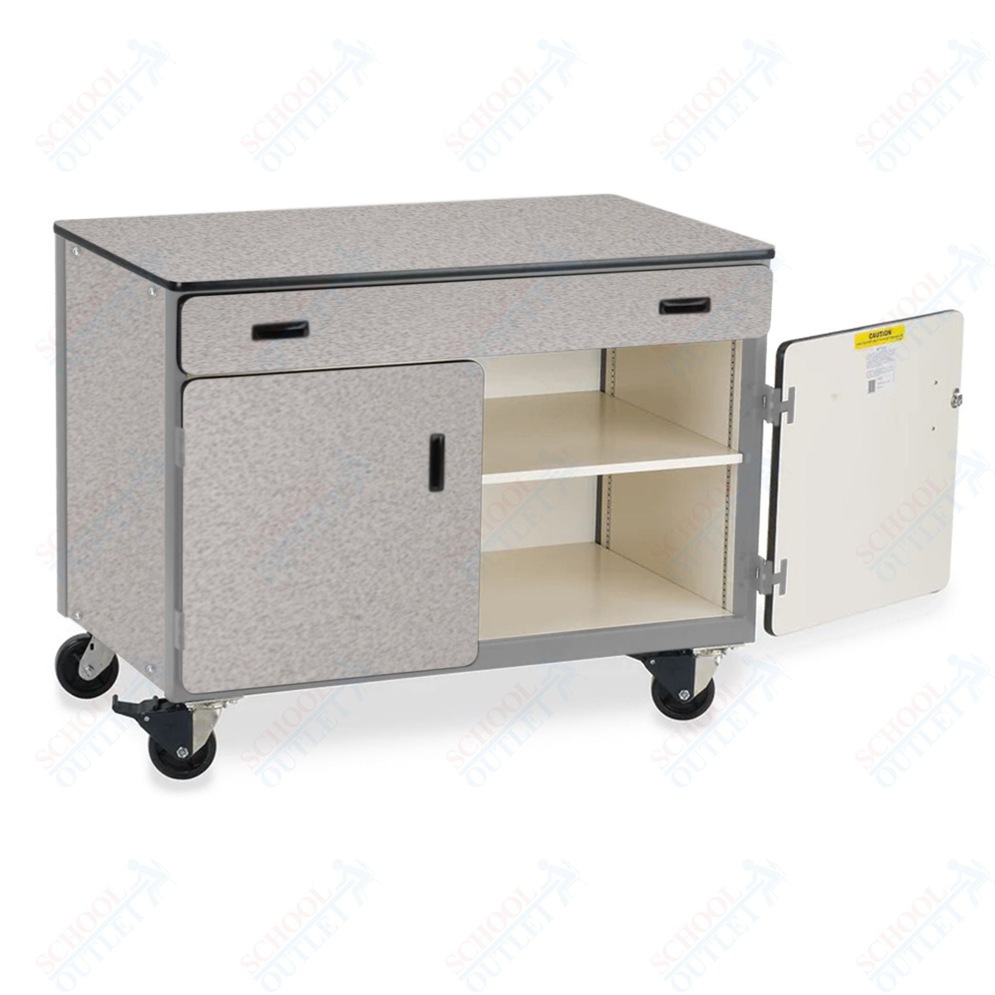 Virco 2321 - Mobile Storage Cabinet With One Paper Drawer, One Adjustable Steel Shelf, Two Hinged Doors - 48"W x 28"D x 36"H (Virco 2321) - SchoolOutlet