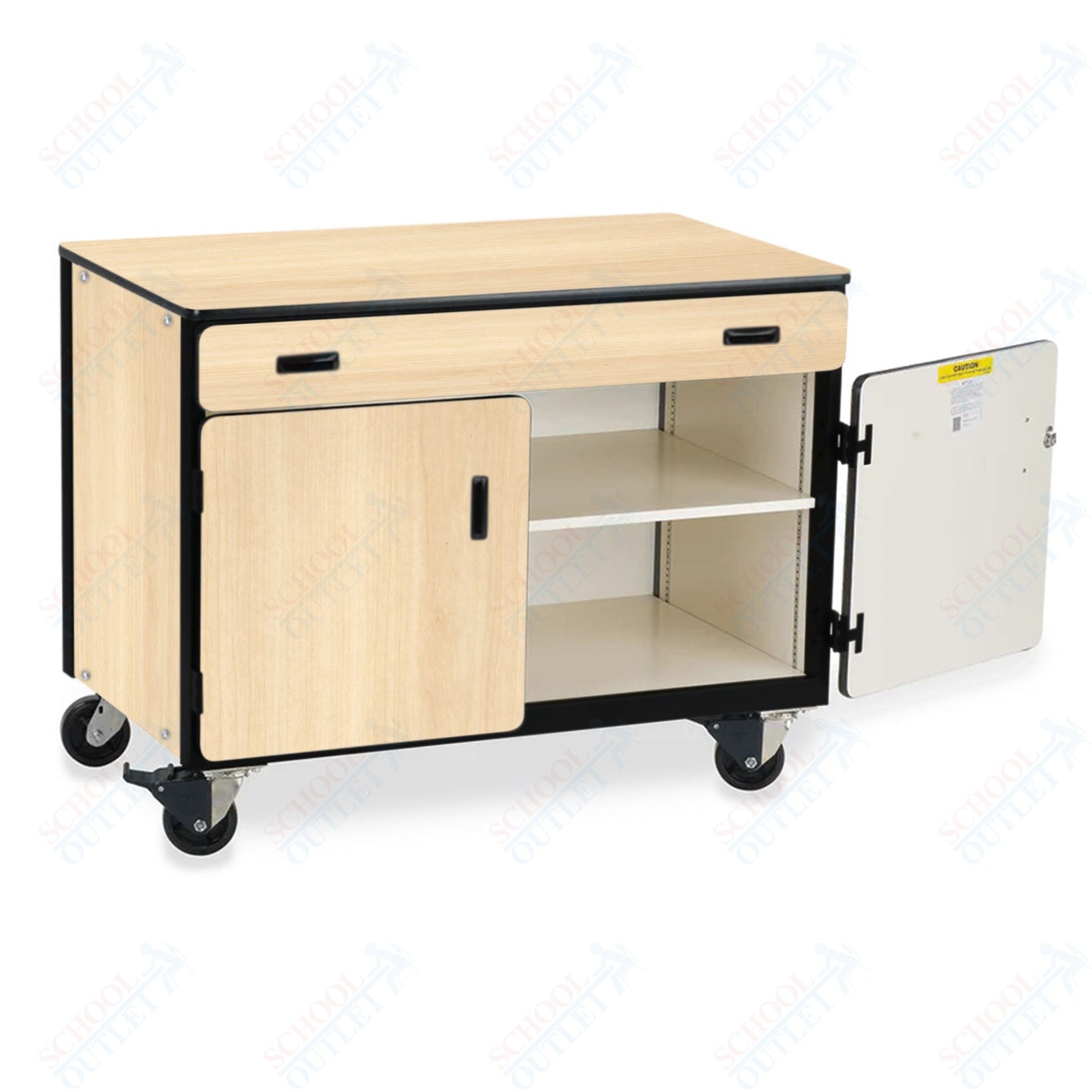Virco 2321 - Mobile Storage Cabinet With One Paper Drawer, One Adjustable Steel Shelf, Two Hinged Doors - 48"W x 28"D x 36"H (Virco 2321) - SchoolOutlet