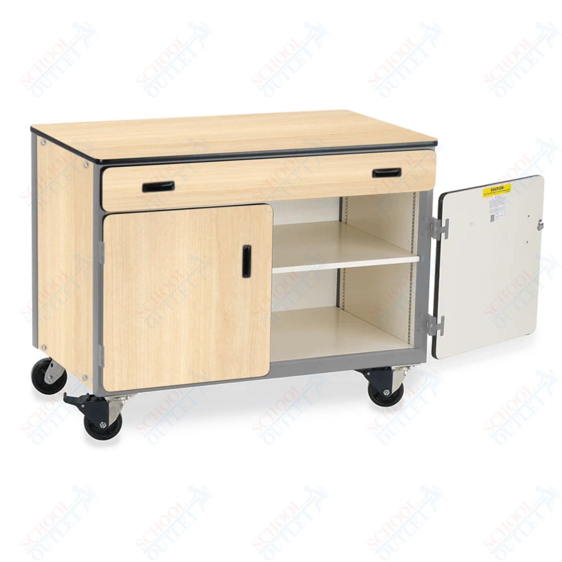 Virco 2321 - Mobile Storage Cabinet With One Paper Drawer, One Adjustable Steel Shelf, Two Hinged Doors - 48"W x 28"D x 36"H (Virco 2321) - SchoolOutlet