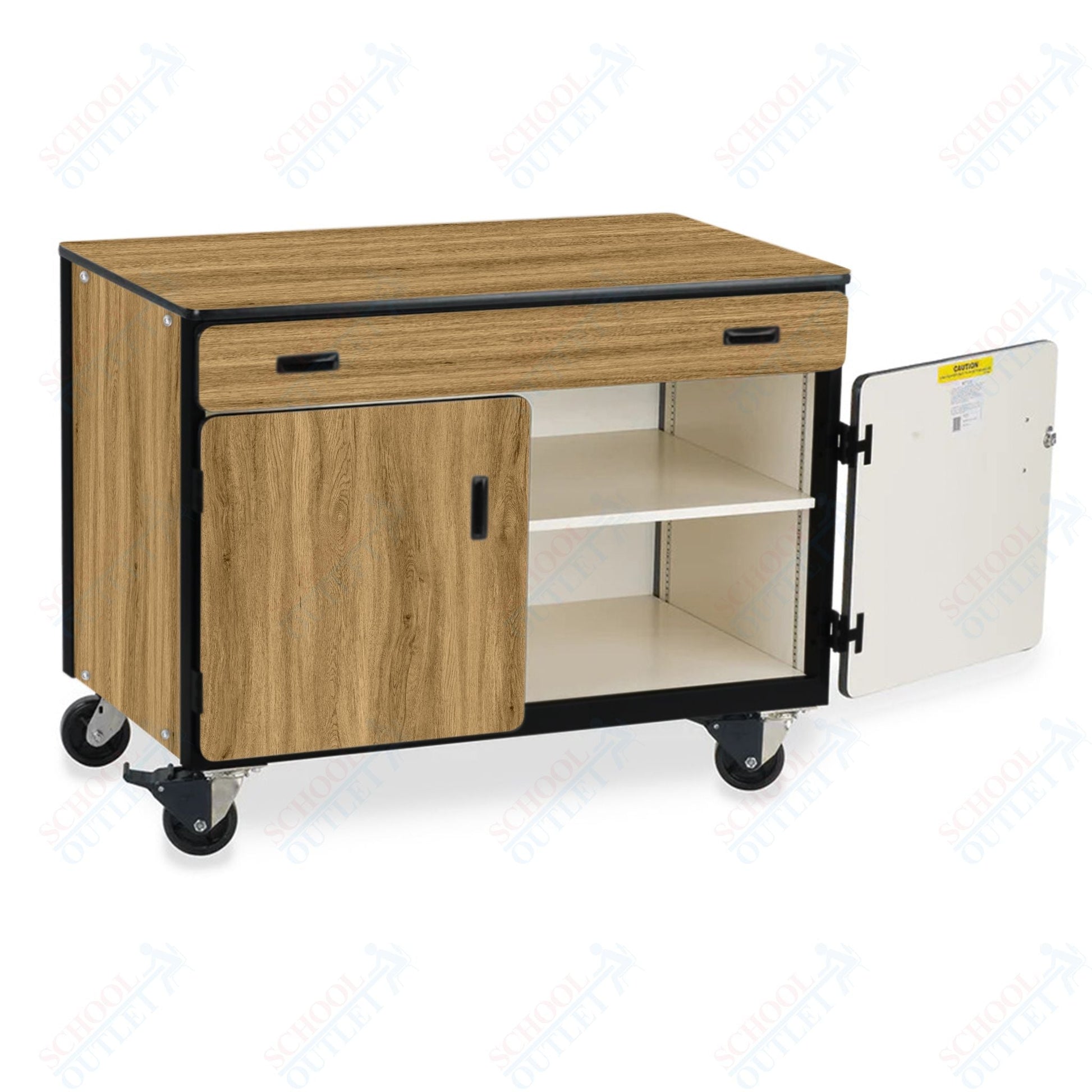 Virco 2321 - Mobile Storage Cabinet With One Paper Drawer, One Adjustable Steel Shelf, Two Hinged Doors - 48"W x 28"D x 36"H (Virco 2321) - SchoolOutlet