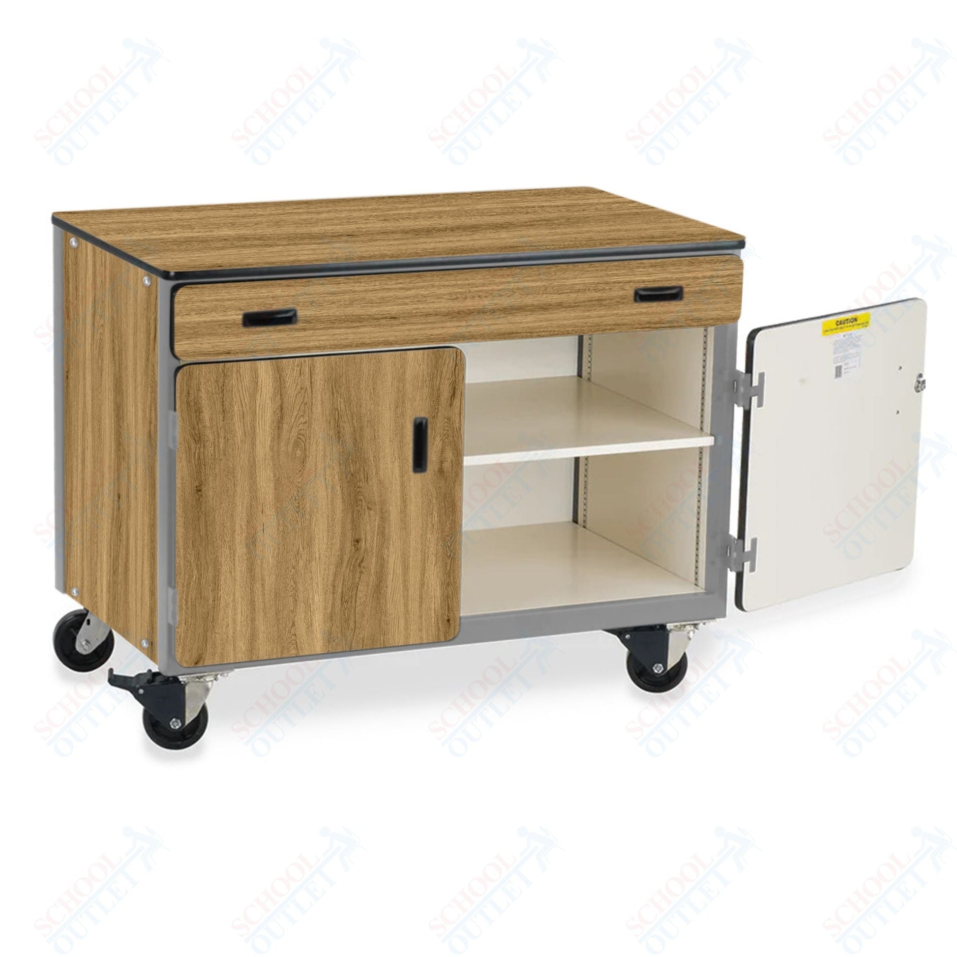 Virco 2321 - Mobile Storage Cabinet With One Paper Drawer, One Adjustable Steel Shelf, Two Hinged Doors - 48"W x 28"D x 36"H (Virco 2321) - SchoolOutlet