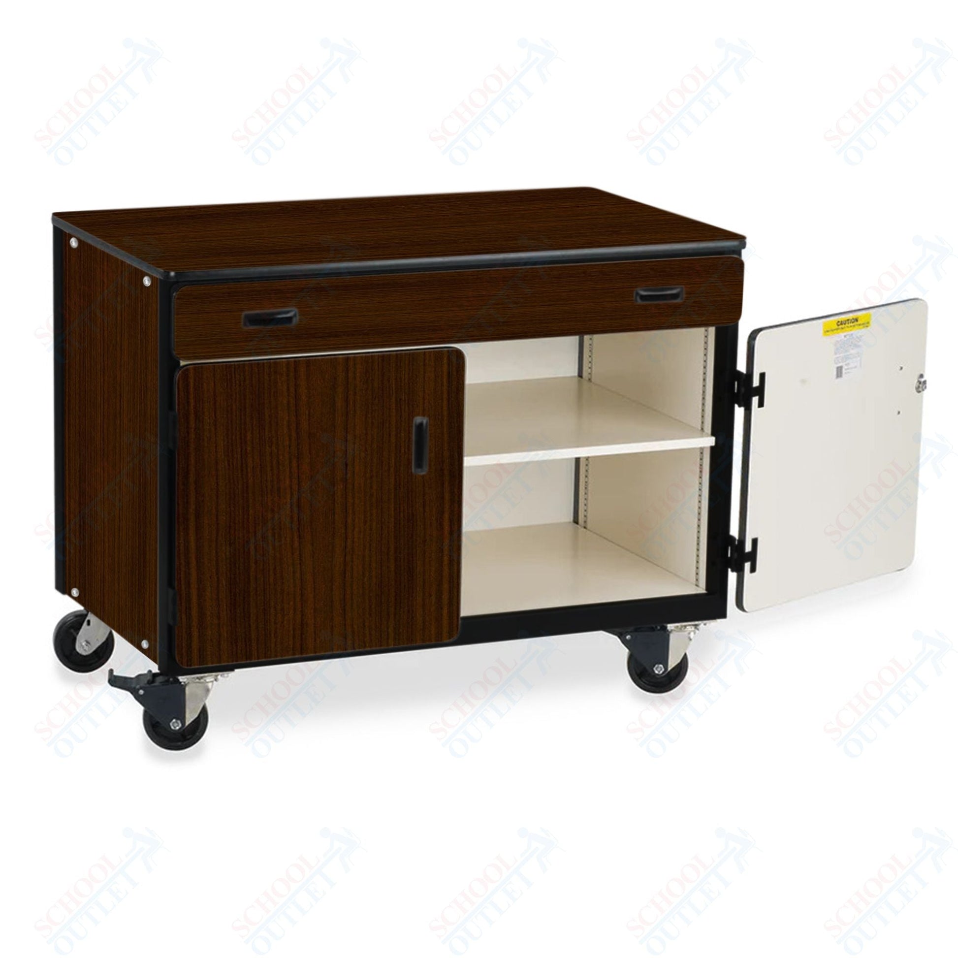 Virco 2321 - Mobile Storage Cabinet With One Paper Drawer, One Adjustable Steel Shelf, Two Hinged Doors - 48"W x 28"D x 36"H (Virco 2321) - SchoolOutlet