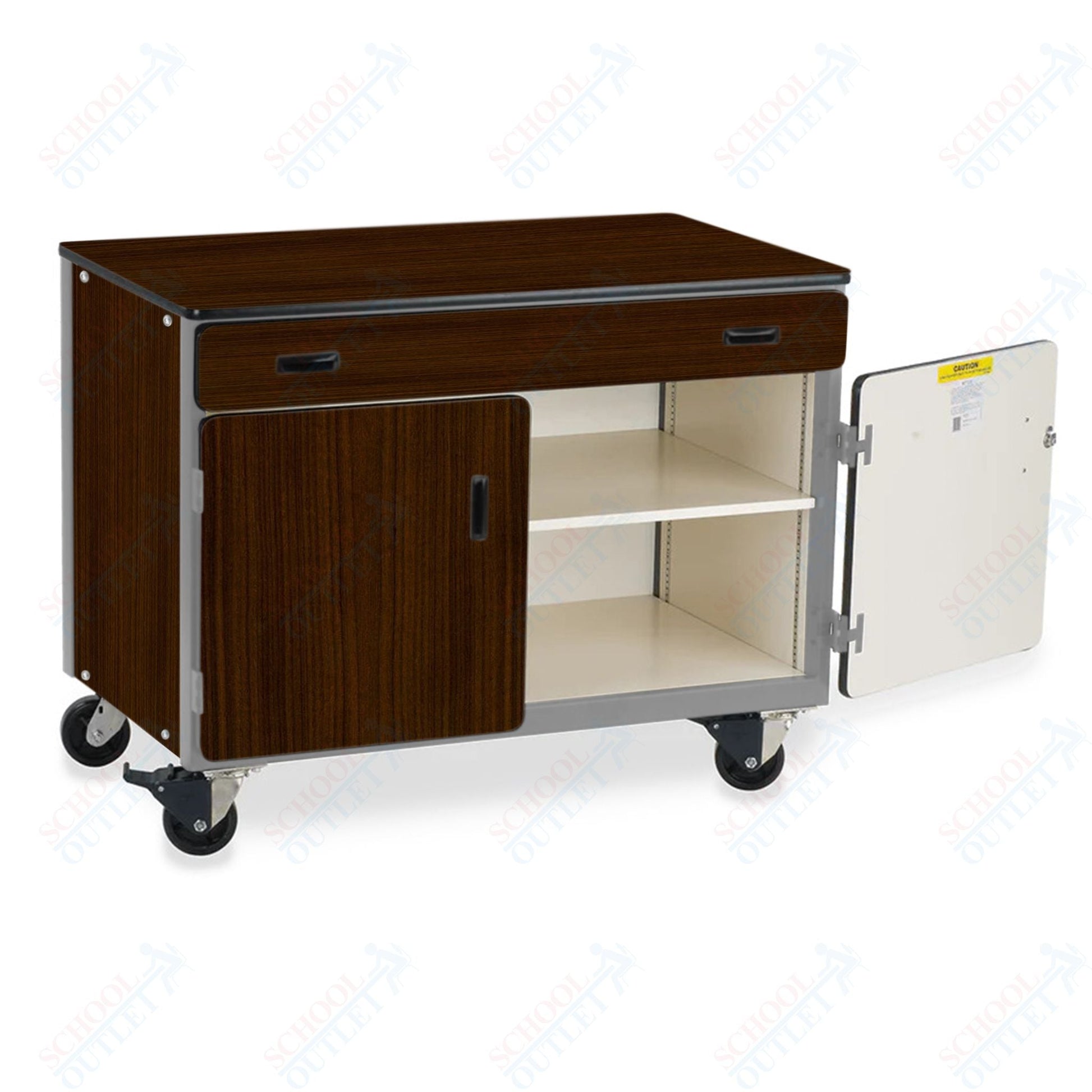 Virco 2321 - Mobile Storage Cabinet With One Paper Drawer, One Adjustable Steel Shelf, Two Hinged Doors - 48"W x 28"D x 36"H (Virco 2321) - SchoolOutlet