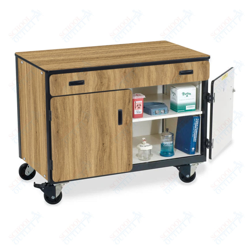 Virco 2321MMB - Mobile Storage Cabinet With One Paper Drawer, One Adjustable Steel Shelf, Two Hinged Doors, Magnetic Marker Back - 48"W x 28"D x 36"H (Virco 2321MMB) - SchoolOutlet