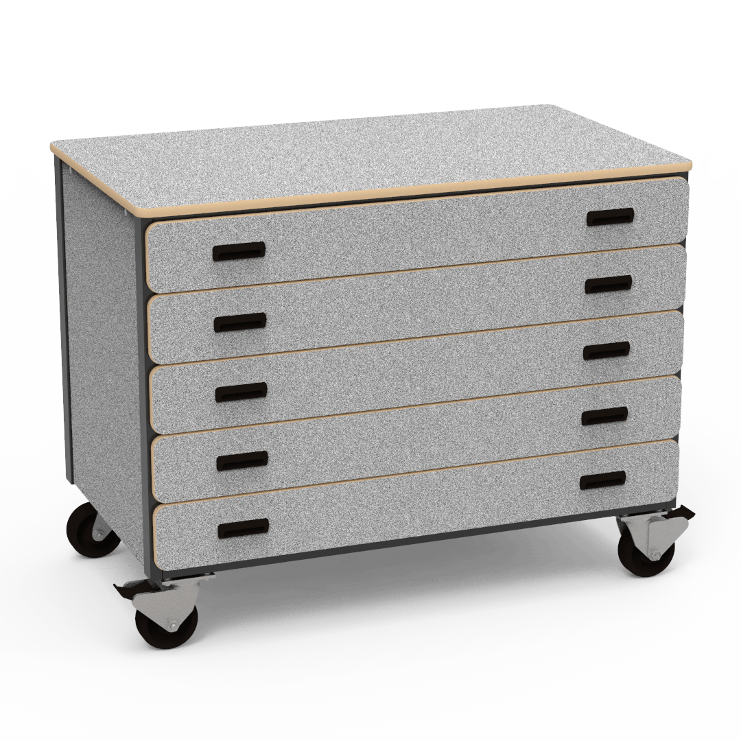 Virco 2325 - Mobile Storage Cabinet With Five Paper Drawers - 48"W x 28"D x 36"H (Virco 2325) - SchoolOutlet