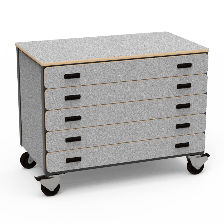 Virco 2325 - Mobile Storage Cabinet With Five Paper Drawers - 48"W x 28"D x 36"H (Virco 2325) - SchoolOutlet