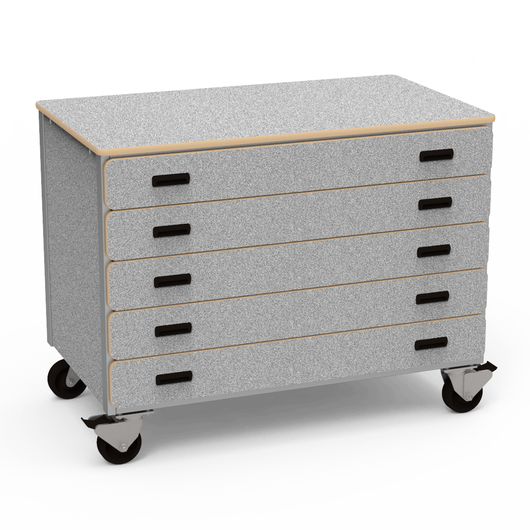 Virco 2325 - Mobile Storage Cabinet With Five Paper Drawers - 48"W x 28"D x 36"H (Virco 2325) - SchoolOutlet