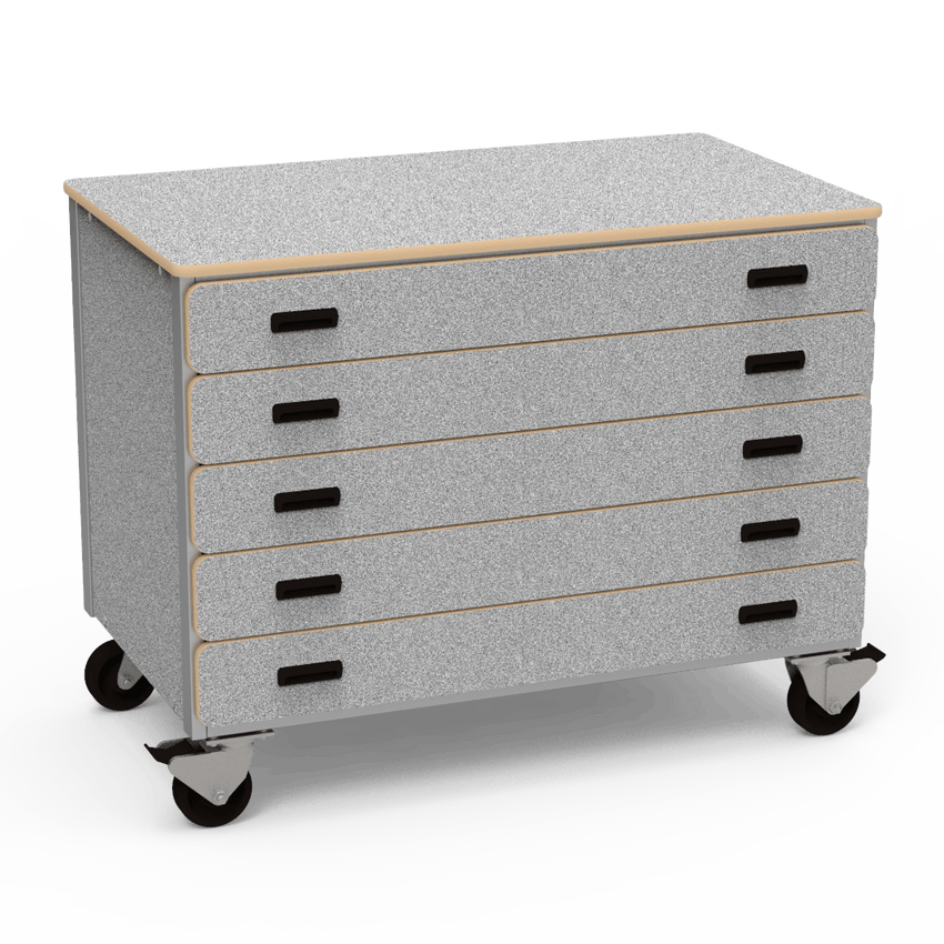 Virco 2325 - Mobile Storage Cabinet With Five Paper Drawers - 48"W x 28"D x 36"H (Virco 2325) - SchoolOutlet