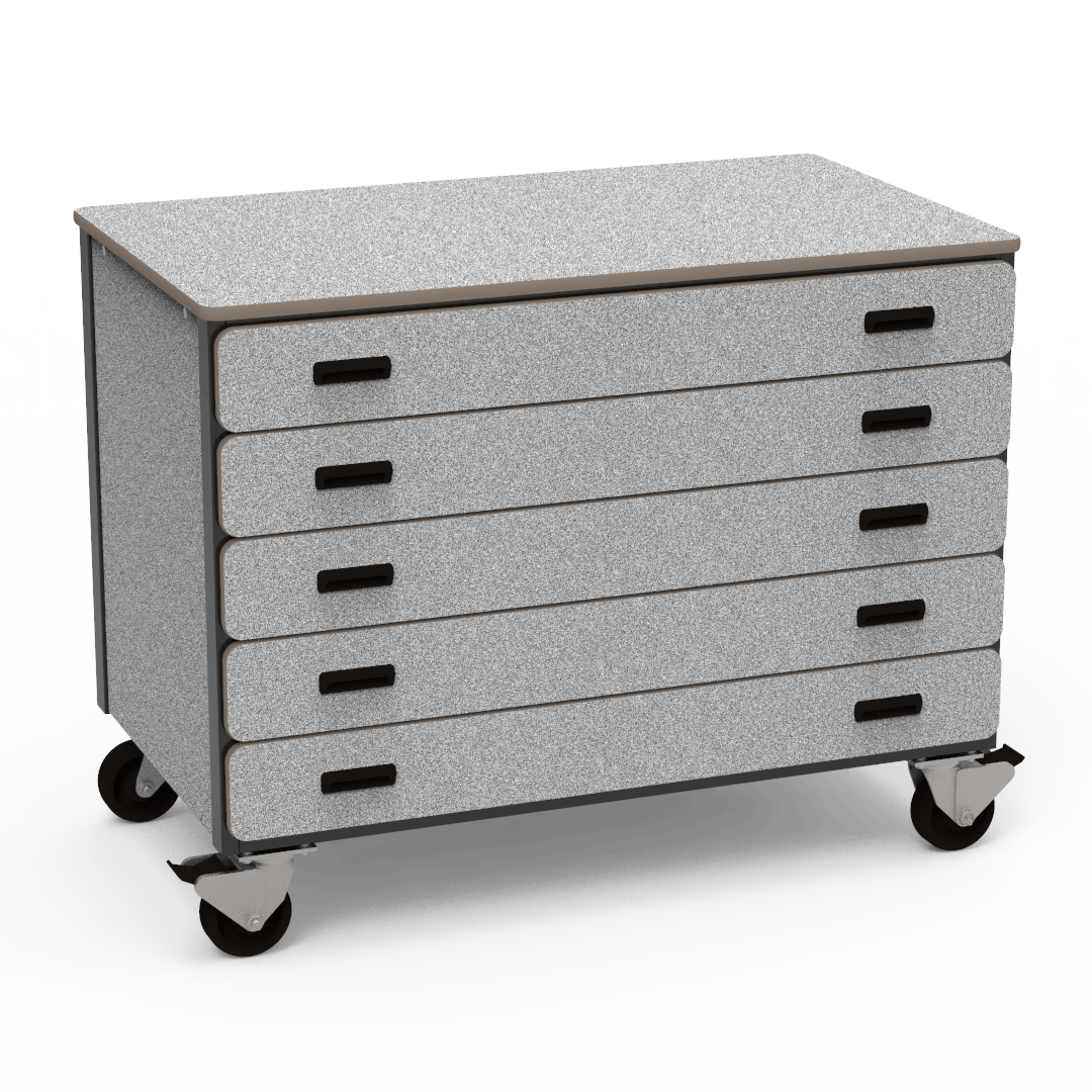 Virco 2325 - Mobile Storage Cabinet With Five Paper Drawers - 48"W x 28"D x 36"H (Virco 2325) - SchoolOutlet