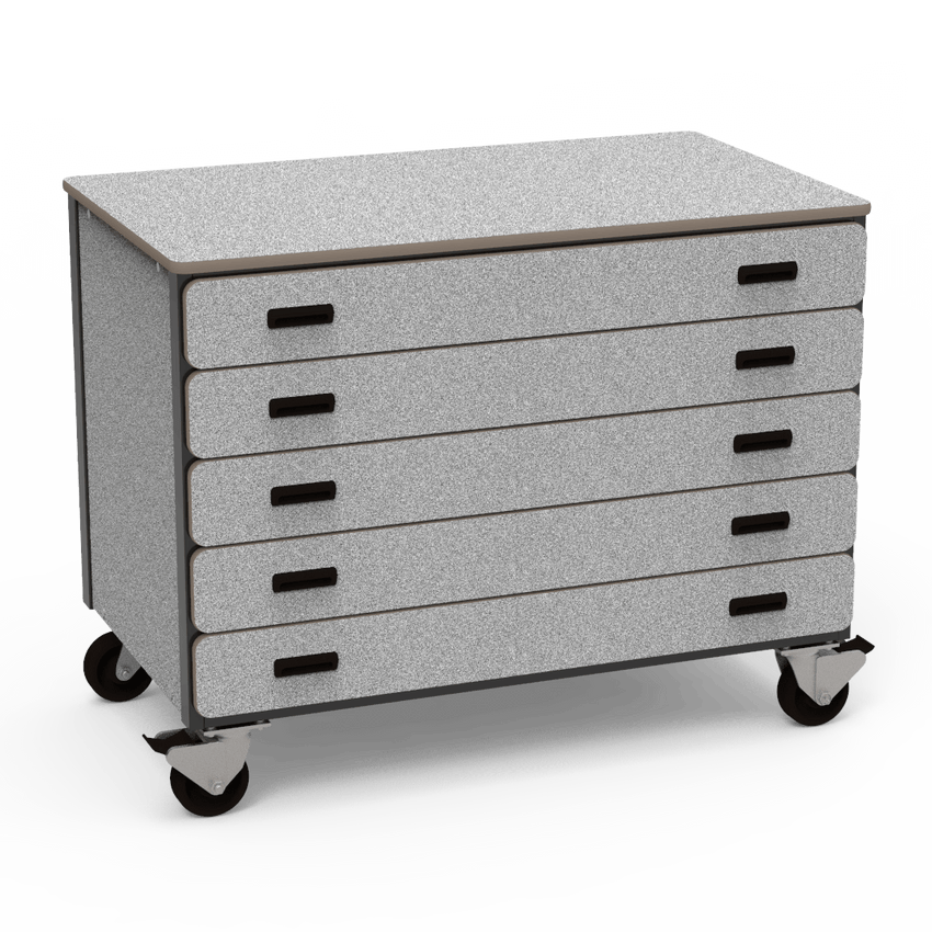Virco 2325 - Mobile Storage Cabinet With Five Paper Drawers - 48"W x 28"D x 36"H (Virco 2325) - SchoolOutlet