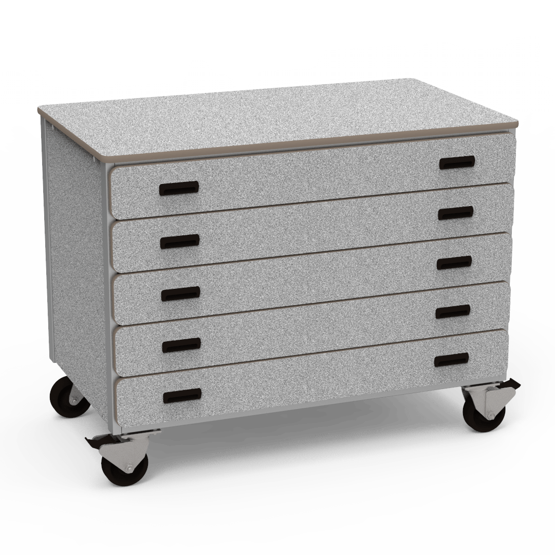 Virco 2325 - Mobile Storage Cabinet With Five Paper Drawers - 48"W x 28"D x 36"H (Virco 2325) - SchoolOutlet