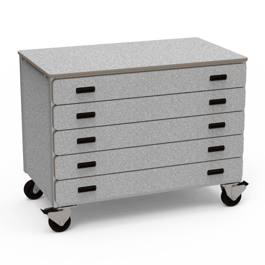 Virco 2325 - Mobile Storage Cabinet With Five Paper Drawers - 48"W x 28"D x 36"H (Virco 2325) - SchoolOutlet