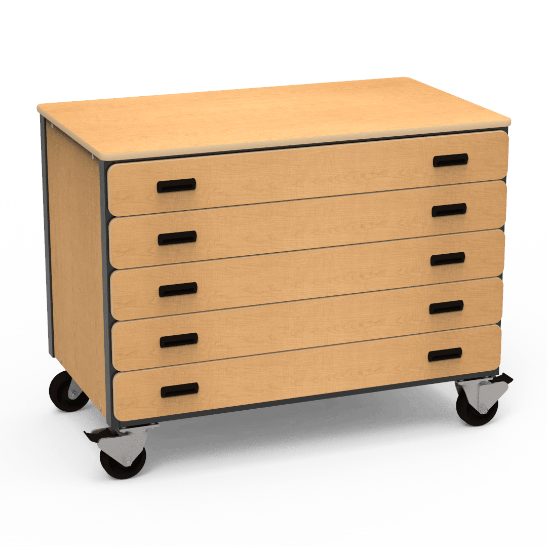 Virco 2325 - Mobile Storage Cabinet With Five Paper Drawers - 48"W x 28"D x 36"H (Virco 2325) - SchoolOutlet
