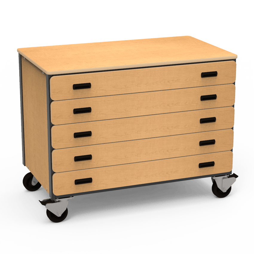 Virco 2325 - Mobile Storage Cabinet With Five Paper Drawers - 48"W x 28"D x 36"H (Virco 2325) - SchoolOutlet