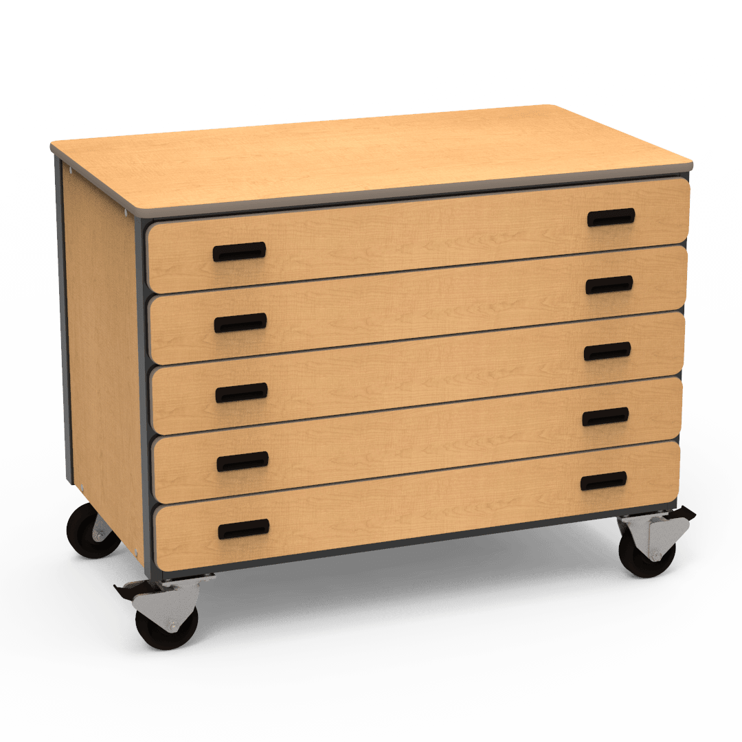 Virco 2325 - Mobile Storage Cabinet With Five Paper Drawers - 48"W x 28"D x 36"H (Virco 2325) - SchoolOutlet