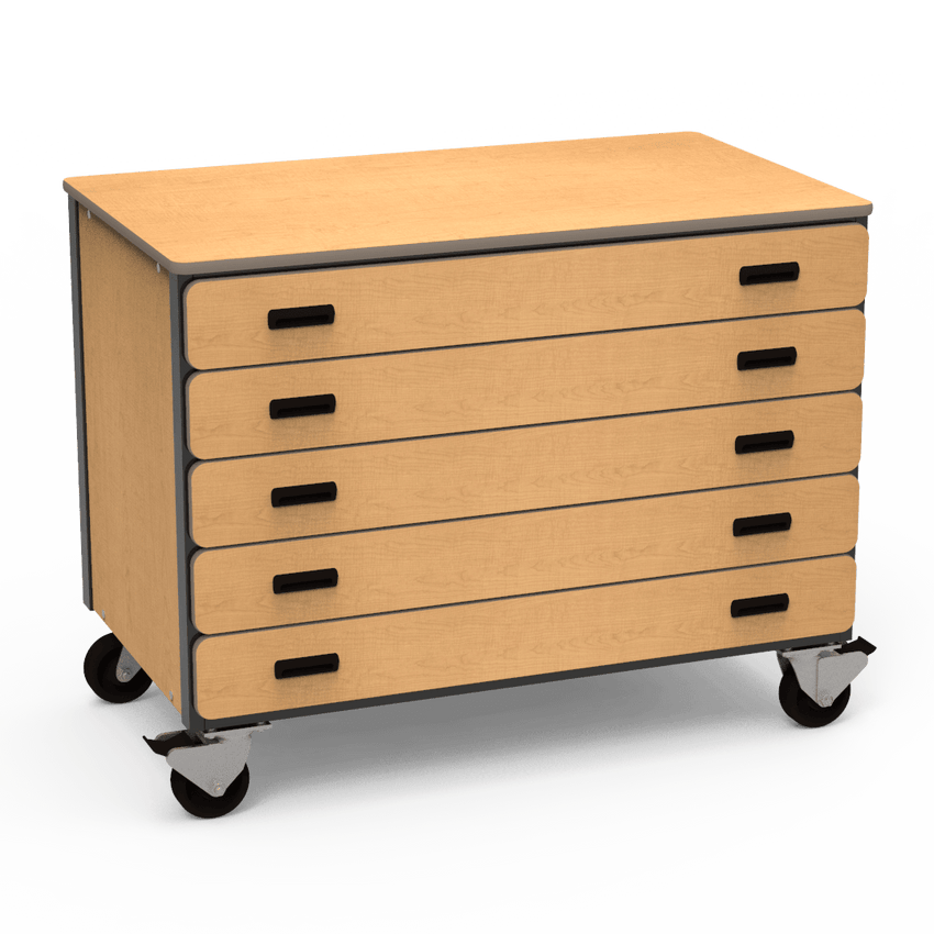 Virco 2325 - Mobile Storage Cabinet With Five Paper Drawers - 48"W x 28"D x 36"H (Virco 2325) - SchoolOutlet