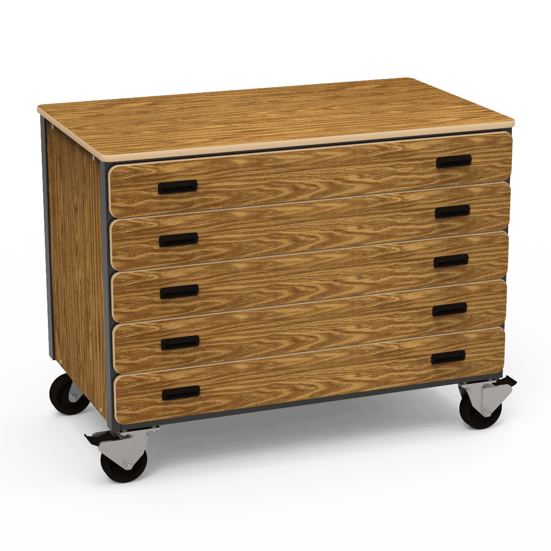 Virco 2325 - Mobile Storage Cabinet With Five Paper Drawers - 48"W x 28"D x 36"H (Virco 2325) - SchoolOutlet