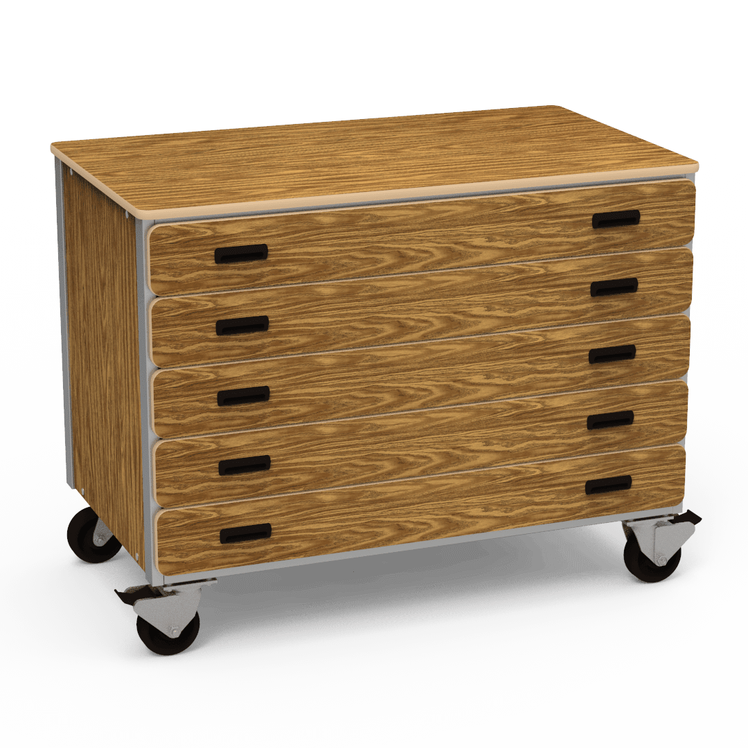 Virco 2325 - Mobile Storage Cabinet With Five Paper Drawers - 48"W x 28"D x 36"H (Virco 2325) - SchoolOutlet