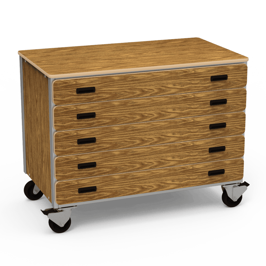 Virco 2325 - Mobile Storage Cabinet With Five Paper Drawers - 48"W x 28"D x 36"H (Virco 2325) - SchoolOutlet