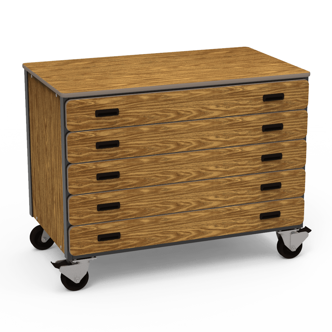 Virco 2325 - Mobile Storage Cabinet With Five Paper Drawers - 48"W x 28"D x 36"H (Virco 2325) - SchoolOutlet