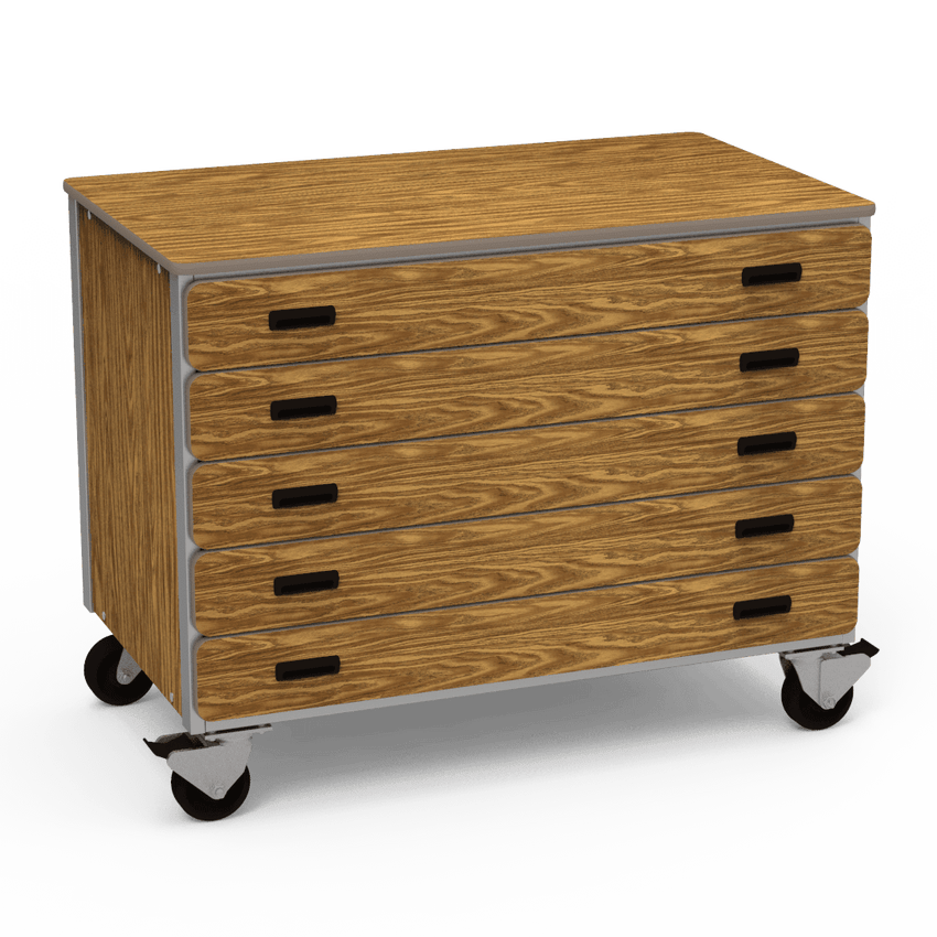 Virco 2325 - Mobile Storage Cabinet With Five Paper Drawers - 48"W x 28"D x 36"H (Virco 2325) - SchoolOutlet