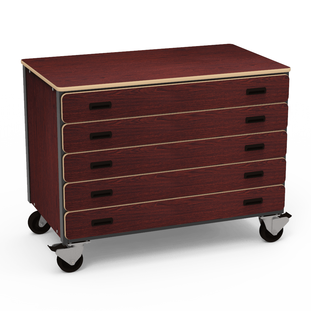 Virco 2325 - Mobile Storage Cabinet With Five Paper Drawers - 48"W x 28"D x 36"H (Virco 2325) - SchoolOutlet
