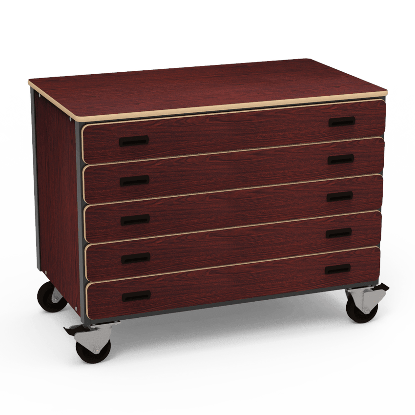 Virco 2325 - Mobile Storage Cabinet With Five Paper Drawers - 48"W x 28"D x 36"H (Virco 2325) - SchoolOutlet