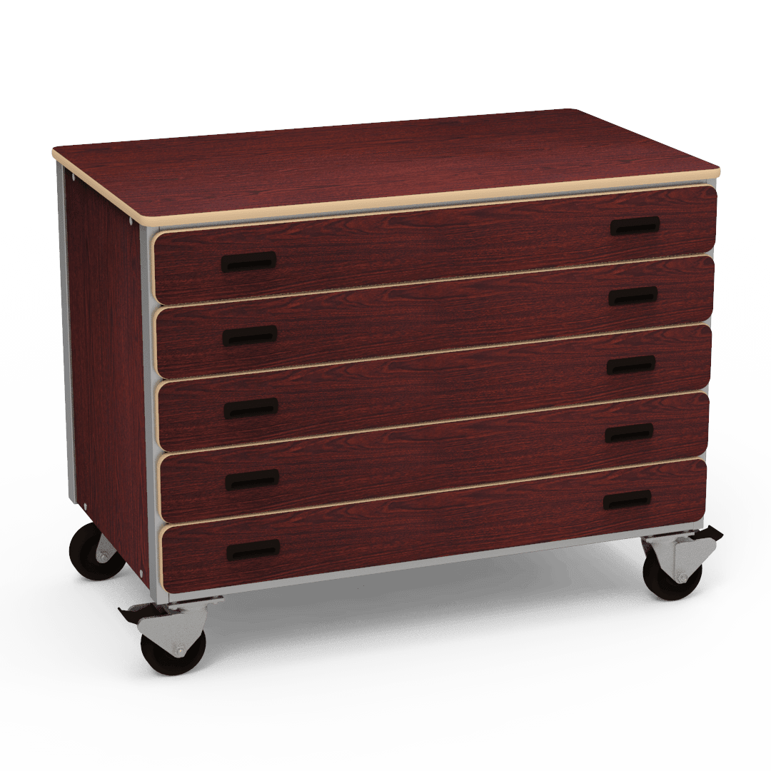 Virco 2325 - Mobile Storage Cabinet With Five Paper Drawers - 48"W x 28"D x 36"H (Virco 2325) - SchoolOutlet