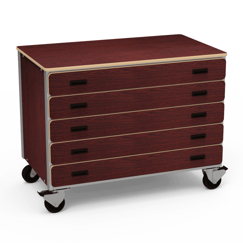 Virco 2325 - Mobile Storage Cabinet With Five Paper Drawers - 48"W x 28"D x 36"H (Virco 2325) - SchoolOutlet