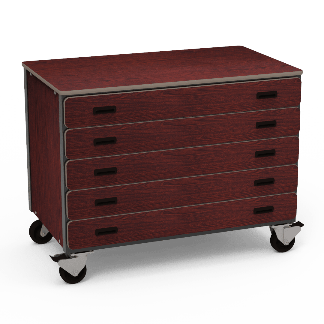 Virco 2325 - Mobile Storage Cabinet With Five Paper Drawers - 48"W x 28"D x 36"H (Virco 2325) - SchoolOutlet