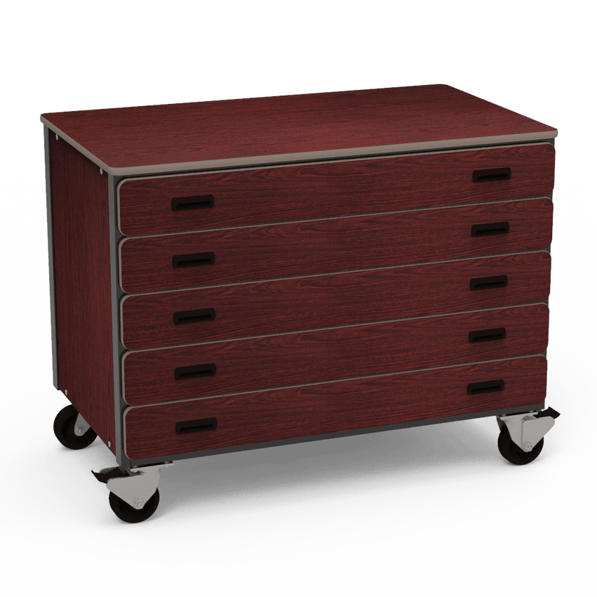 Virco 2325 - Mobile Storage Cabinet With Five Paper Drawers - 48"W x 28"D x 36"H (Virco 2325) - SchoolOutlet