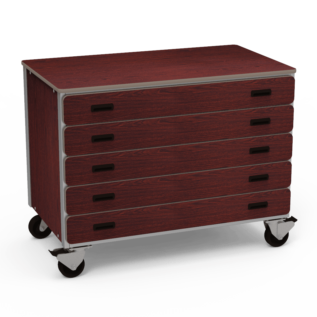 Virco 2325 - Mobile Storage Cabinet With Five Paper Drawers - 48"W x 28"D x 36"H (Virco 2325) - SchoolOutlet