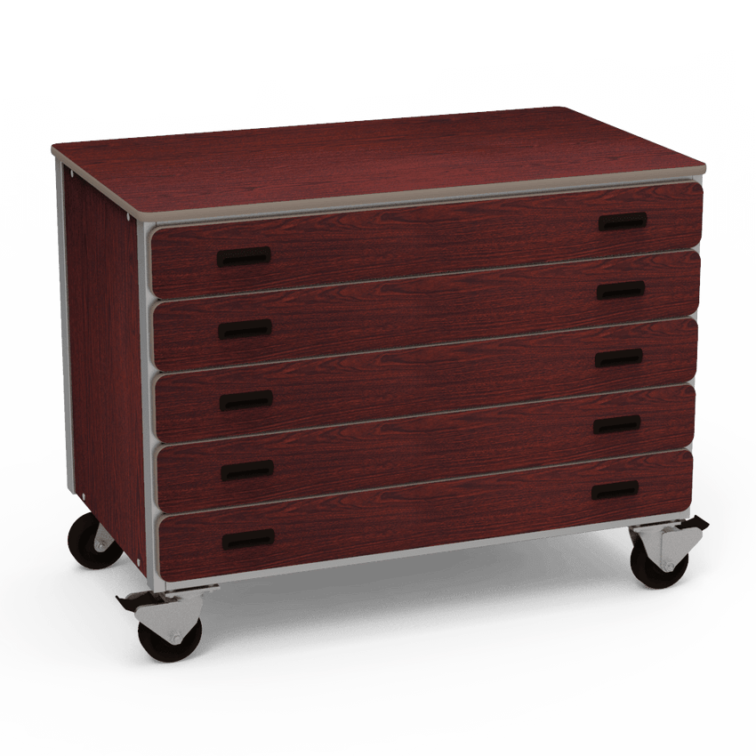 Virco 2325 - Mobile Storage Cabinet With Five Paper Drawers - 48"W x 28"D x 36"H (Virco 2325) - SchoolOutlet