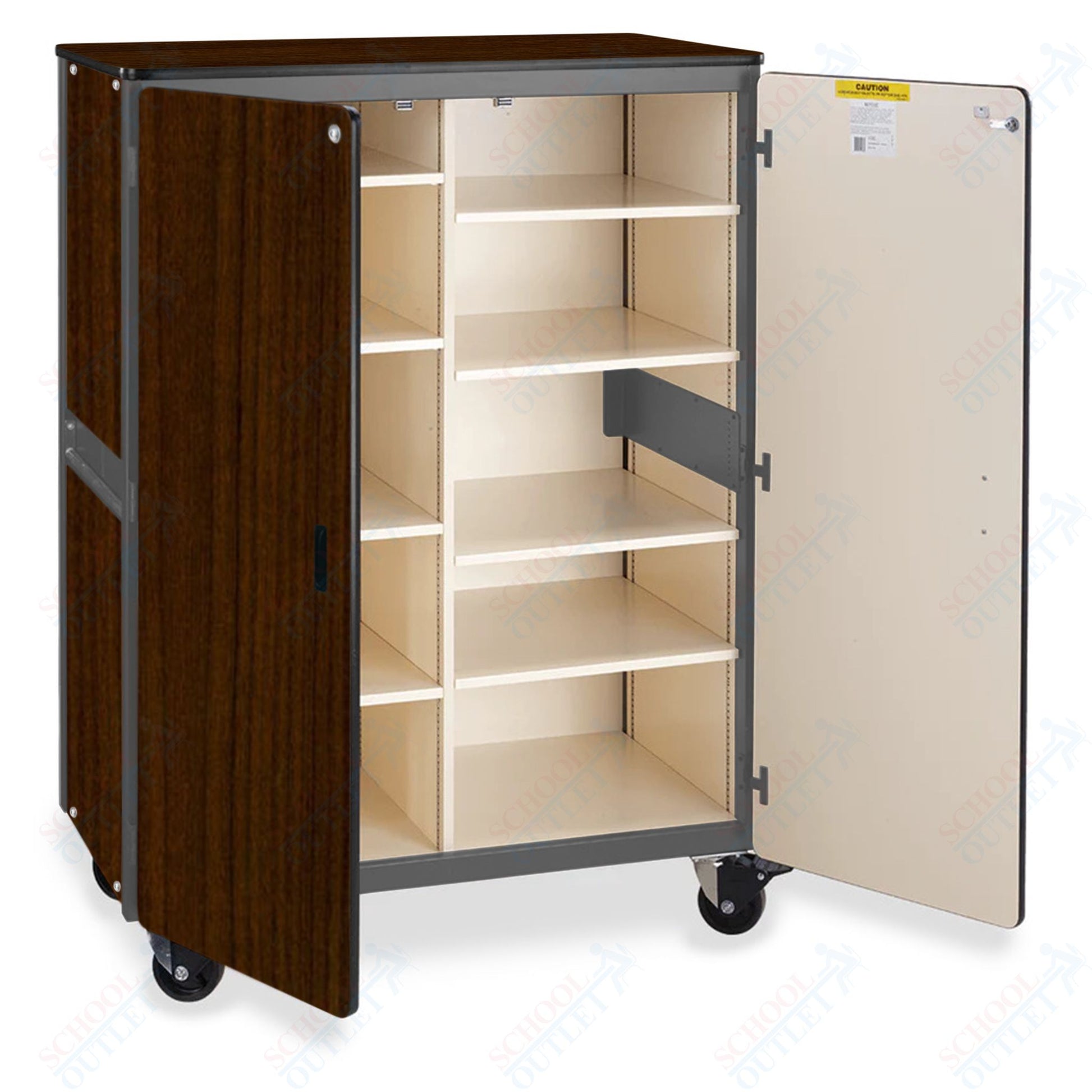 Virco 2502 - Mobile Storage Cabinet With Eight Shelves - 48"W x 28"D x 66"H (Virco 2502) - SchoolOutlet
