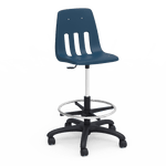 Virco 9260GCLS - 9000 Series Mobile Lab Stool with Chrome Footring and Black Base/Wheels - Seat Adjusts from 19