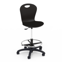 Virco ZLABLP - Zuma Series Mobile Lab Stool with low-profile seat pad & Chrome Footring - Seat Adjusts from 19.5" to 27"